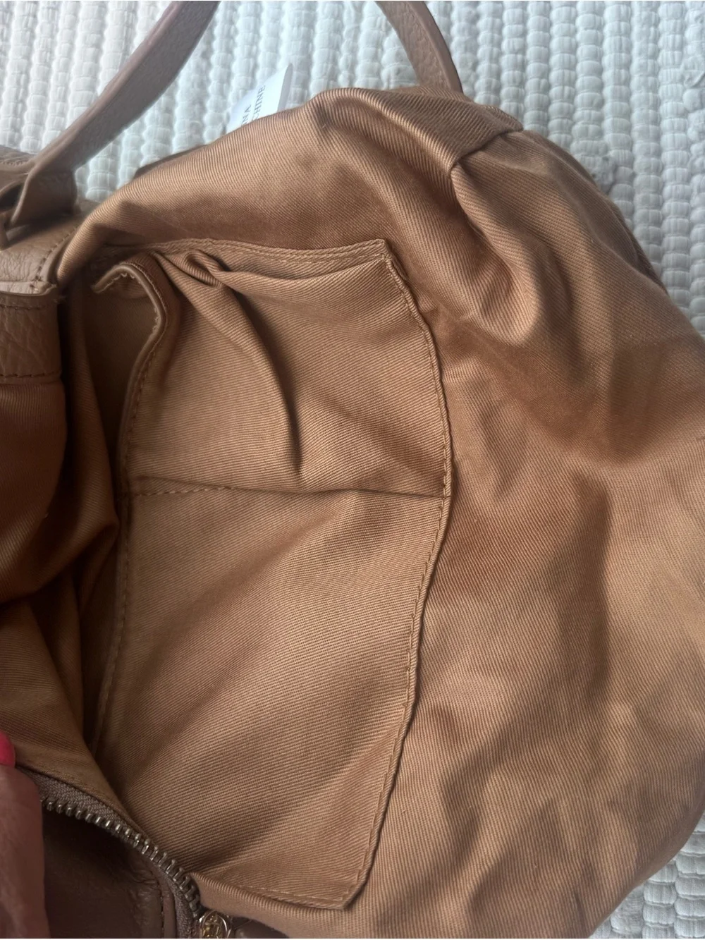 Sondra Roberts Genuine Leather Taupe Hobo Shoulder Bag Slouchy Minimalist
